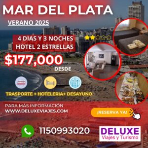 Mar del Plata - Hotel Europa 2* / 4 Días - 3 Noches con Desayuno / Omnibus Semicama