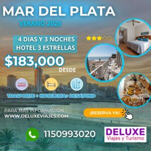 Mar del Plata - Hotel Rivoli 3* / 4 Días - 3 Noches con Desayuno / Omnibus Semicama